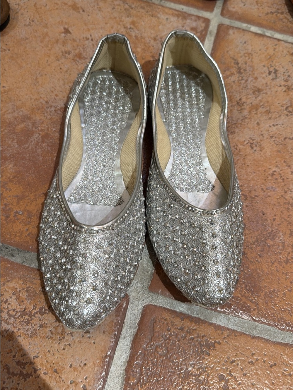 Sparkling Silver Embellished Women’s Flats